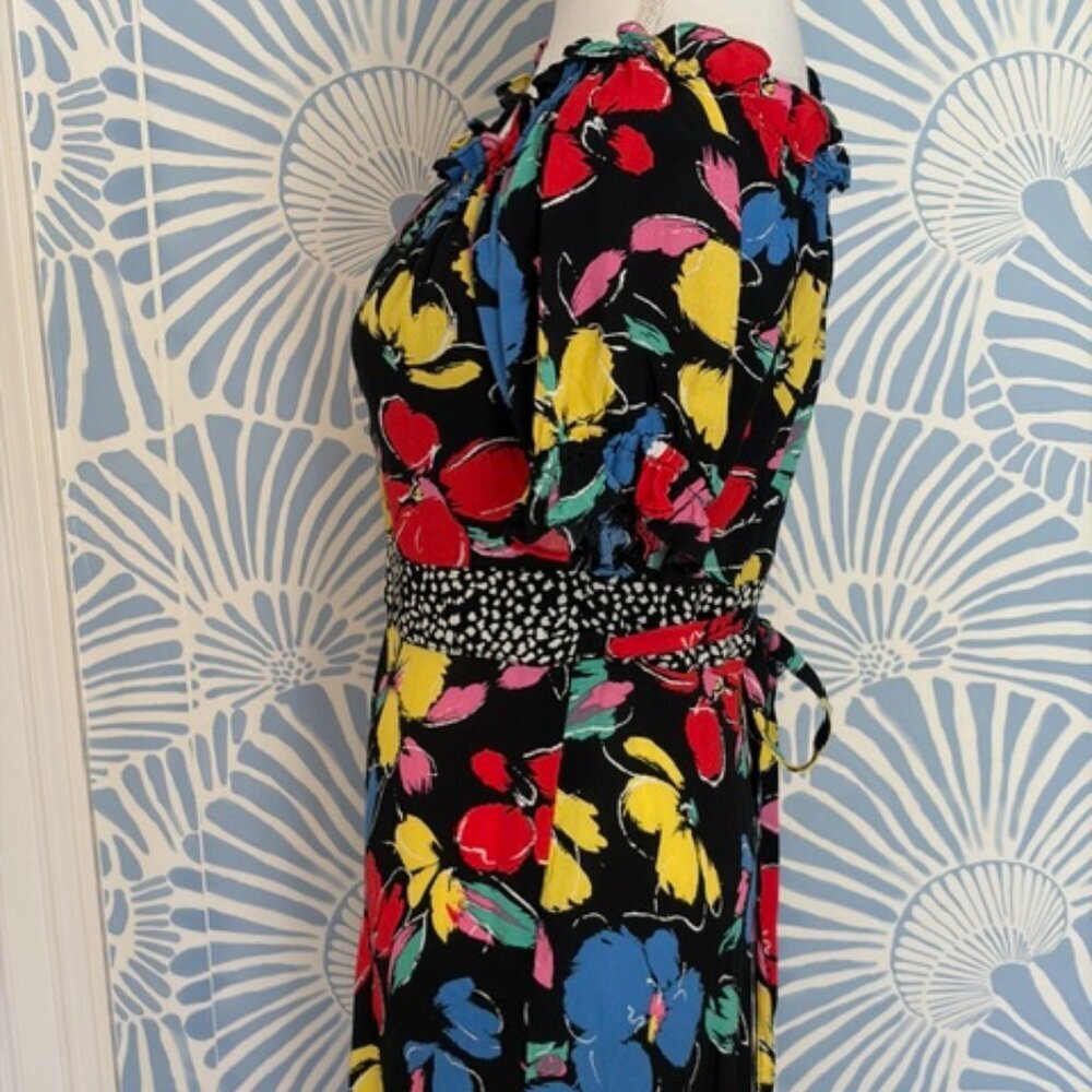 RIXO For Target Black Floral Off the Shoulder Puff Sleeve Maxi Dress Size 6 - Picture 5 of 8